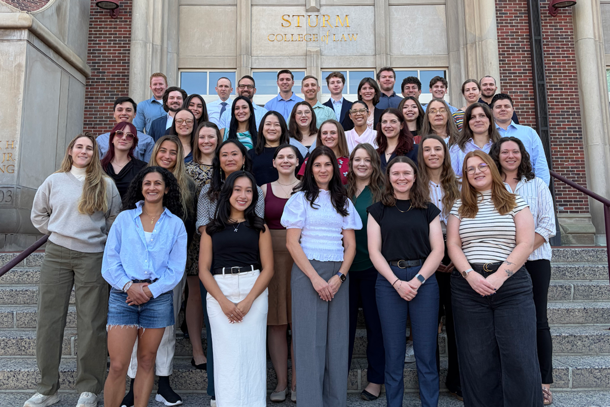 Incoming 2026 part-time JD students on steps of law building