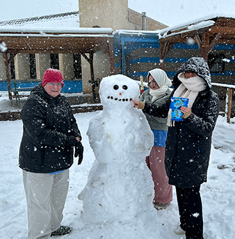 Tribal Wills Project Students and Supervising Attorneys Build a Snowman in Shiprock, Arizona