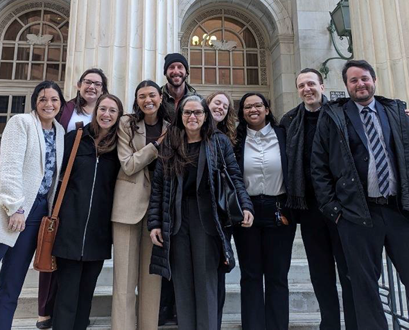 Civil Rights Clinic group photo on steps of courthouse