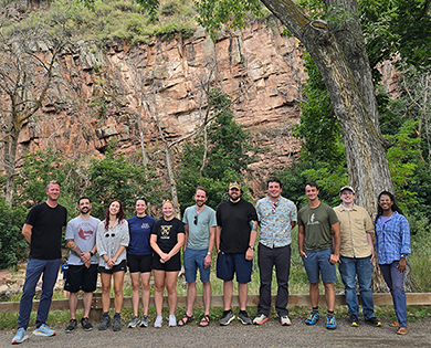 Environmental Law Clinic Student Attorneys and faculty in outdoor group photo