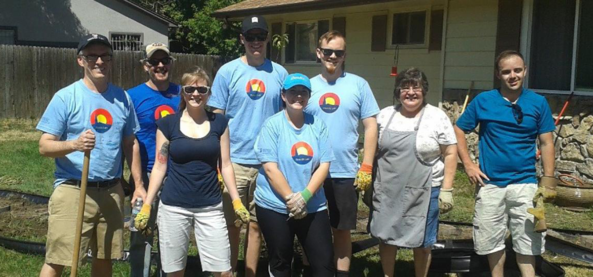 group of volunteers working on service project