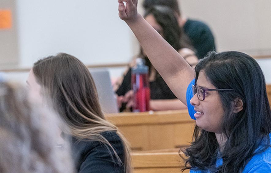 Student raising hand