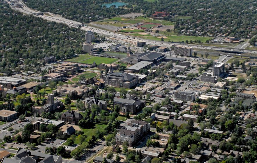 Aerial view of DU campus